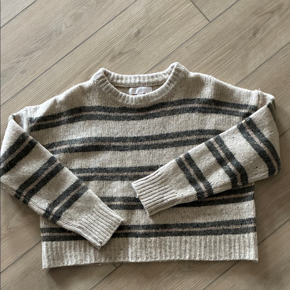 Spiritual Gangster Gray and Cream Striped Sweater
